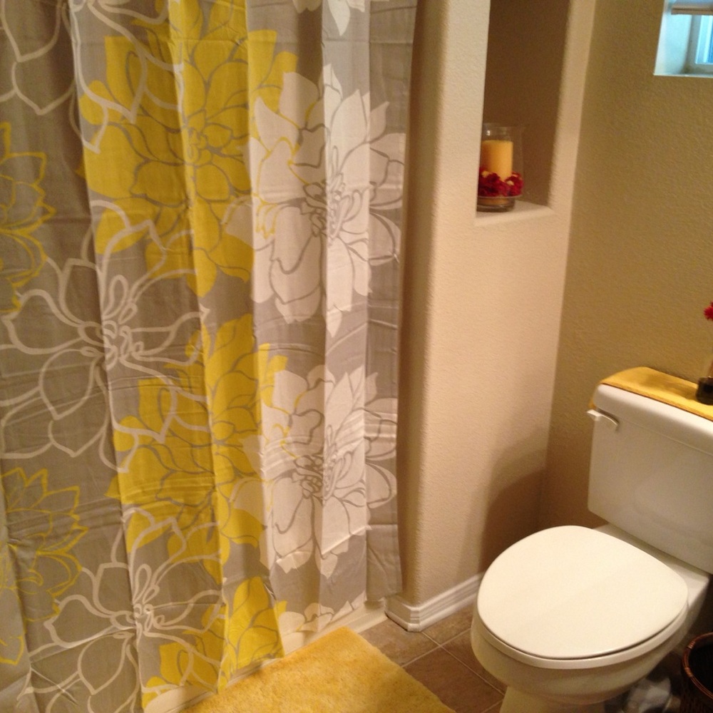 Yellow and Gray Floral Shower Curtain